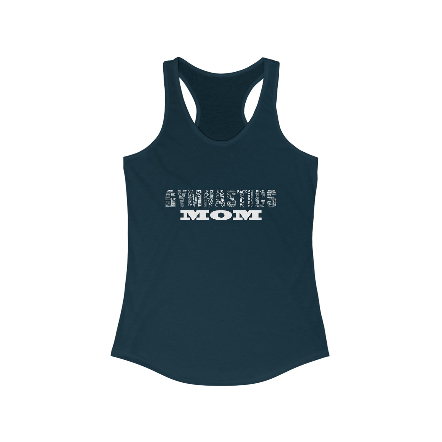 Gymnastics mom Women's Ideal Racerback Tank (black and navy tank)